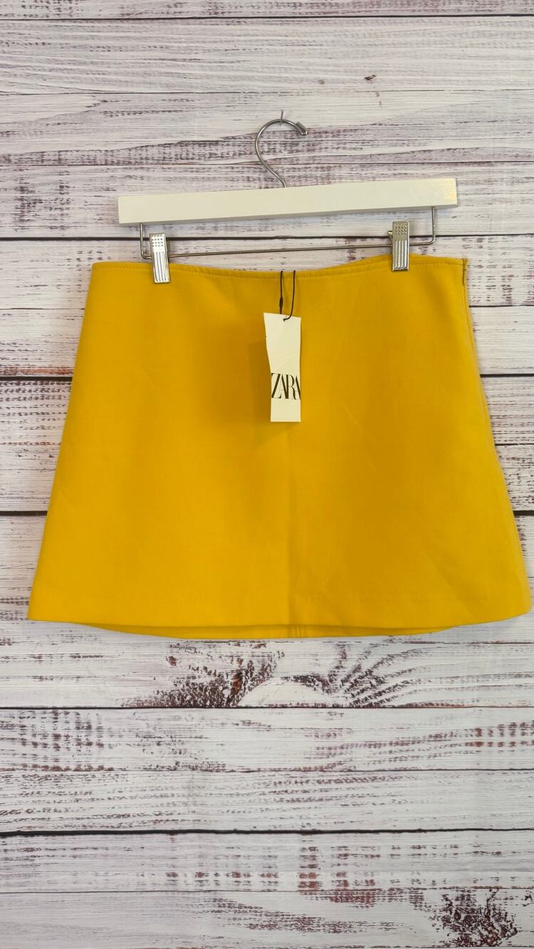 Zara High Waisted Mini Skirt Mustard Yellow NWT Medium
